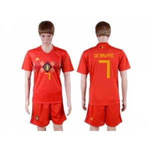 Belgium #7 De Bruyne Red Soccer Country Jersey