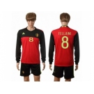 Belgium #8 Fellaini Red Home Long Sleeves Soccer Country Jersey