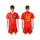 Belgium #9 Lukaku Red Soccer Country Jersey