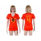 Women Belgium #4 Kompany Red Home Soccer Country Jersey