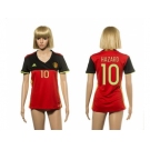 Women's Belgium #10 Hazard Red Home Soccer Country Jersey