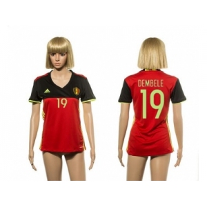 Women's Belgium #19 Dembele Red Home Soccer Country Jersey