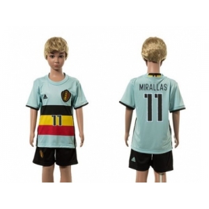Belgium #11 Mirallas Away Kid Soccer Country Jersey