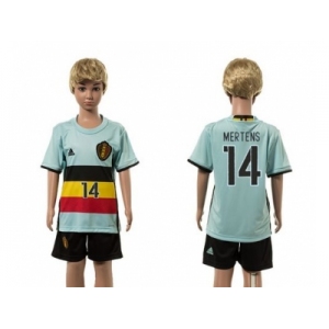 Belgium #14 Mertens Away Kid Soccer Country Jersey