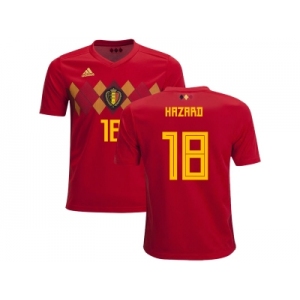Belgium #18 Hazard Home Kid Soccer Country Jersey