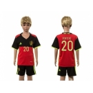 Belgium #20 Benteke Red Home Kid Soccer Country Jersey