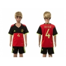 Belgium #4 Defour Red Home Kid Soccer Country Jersey