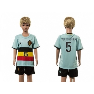 Belgium #5 Vertonghen Away Kid Soccer Country Jersey