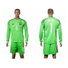 Ukraine #1 Boyko Green Goalkeeper Long Sleeves Soccer Country Jersey
