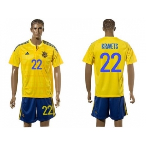 Ukraine #22 Kravets Home Soccer Country Jersey