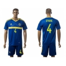 Bosnia Herzegovina #4 Spahic Home Soccer Country Jersey