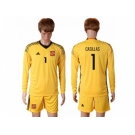 Spain #1 Casillas Yellow Goalkeeper Long Sleeves Soccer Country Jersey