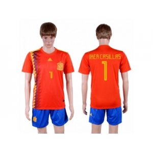 Spain #1 Iker Casillas Home Soccer Country Jersey