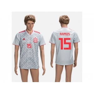 Spain #15 Ramos Grey Training Soccer Country Jersey
