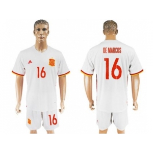 Spain #16 De Marcos Away Soccer Country Jersey