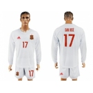 Spain #17 San Jose White Away Long Sleeves Soccer Country Jersey