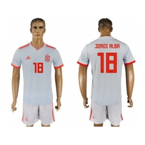 Spain #18 Jordi Alba Away Soccer Country Jersey