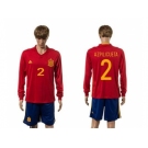 Spain #2 Azpilicueta Red Home Long Sleeves Soccer Country Jersey