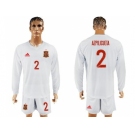 Spain #2 Azpilicueta White Away Long Sleeves Soccer Country Jersey
