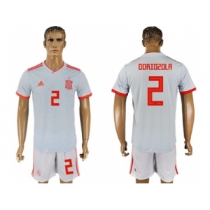 Spain #2 Odriozola Away Soccer Country Jersey