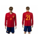 Spain #21 Nolito Red Home Long Sleeves Soccer Country Jersey