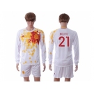 Spain #21 Nolito White Away Long Sleeves Soccer Country Jersey