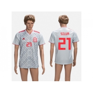 Spain #21 Silva Grey Training Soccer Country Jersey