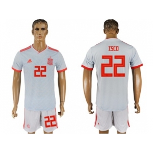 Spain #22 Isco Away Soccer Country Jersey