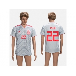Spain #22 Isco Grey Training Soccer Country Jersey