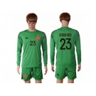 Spain #23 Sergio Rico Green Goalkeeper Long Sleeves Soccer Country Jersey