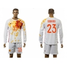 Spain #23 Sergio Rico White Away Long Sleeves Soccer Country Jersey1