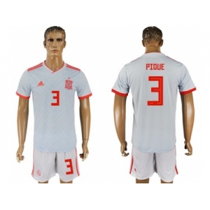 Spain #3 Pique Away Soccer Country Jersey