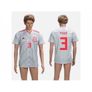 Spain #3 Pique Grey Training Soccer Country Jersey