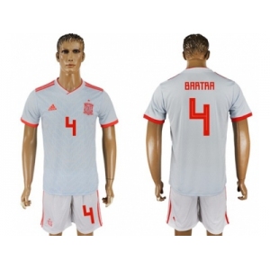 Spain #4 Bartra Away Soccer Country Jersey