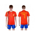 Spain #7 David Villa Home Soccer Country Jersey