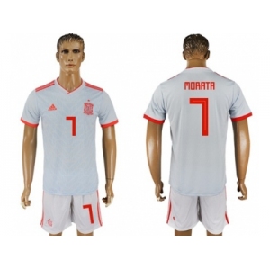 Spain #7 Morata Away Soccer Country Jersey