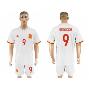 Spain #9 Paco Alcacer Away Soccer Country Jersey