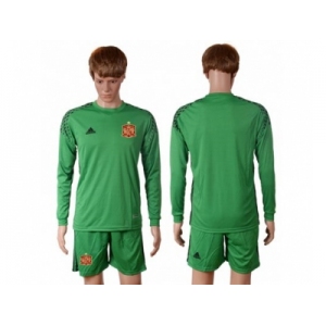 Spain Blank Green Goalkeeper Long Sleeves Soccer Country Jersey