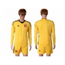 Spain Blank Yellow Goalkeeper Long Sleeves Soccer Country Jersey