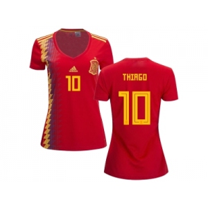 Women Spain #10 Thiago Red Home Soccer Country Jersey