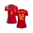 Women Spain #12 Luis Alberto Red Home Soccer Country Jersey