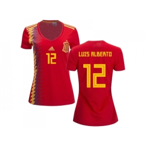 Women Spain #12 Luis Alberto Red Home Soccer Country Jersey