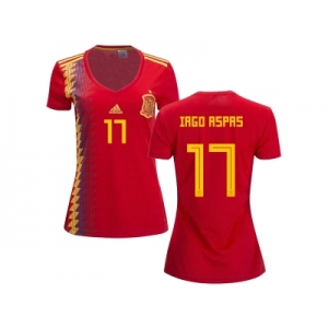 Women Spain #17 Iago Aspas Red Home Soccer Country Jersey