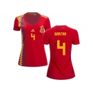 Women Spain #4 Bartra Red Home Soccer Country Jersey