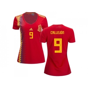 Women Spain #9 Callejon Red Home Soccer Country Jersey