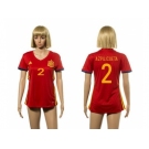 Women's Spain #2 Azpilicueta Red Home Soccer Country Jersey