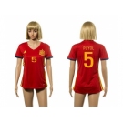 Women's Spain #5 Puyol Red Home Soccer Country Jersey