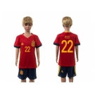 Spain #22 Isco Red Home Kid Soccer Country Jersey