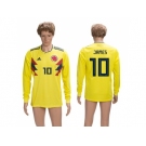 Colombia #10 James Home Long Sleeves Soccer Country Jersey