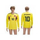 Colombia #10 Valderrama Home Long Sleeves Soccer Country Jersey